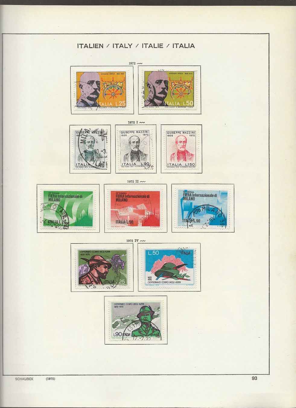 Alle Briefmarken: Marken Italien 1969 bis 1972 – Gebraucht aus Au ZH von xelagreb01 8