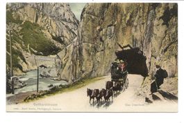 Gotthardstrasse (UR/TI) das Urnerloch - Postkutsche um 1900