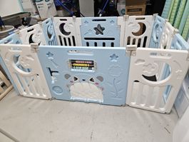 Laufstall/Laufgitter Dripex Baby Playpen hellblau/weiss