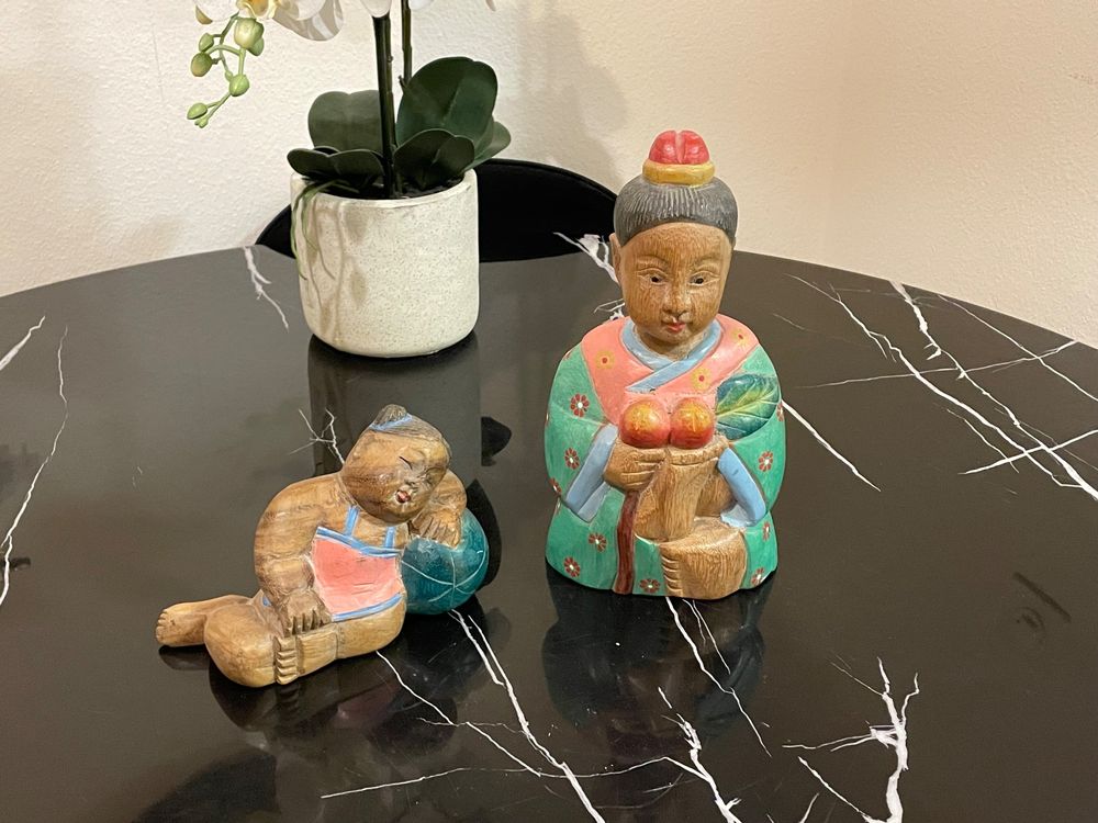 Totem Indien Mural 50cm En Bois Sculpté Et Peint à La Main