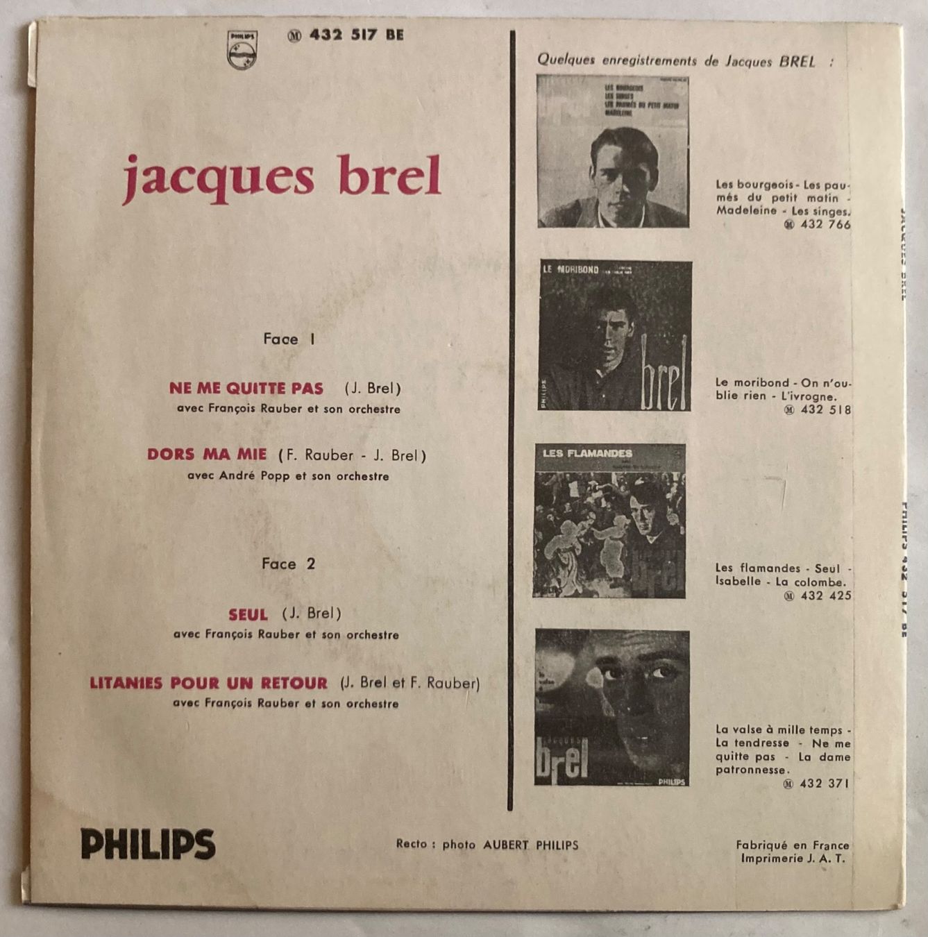 Dischi in vinile: JACQUES BREL - NE ME QUITTE PAS – Usato da Poliez-Pittet venduto da Newtown-Records 1