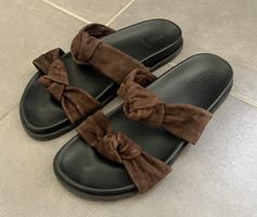 M&S Black & Brown Suede/Leather Slider Sandals EU 38