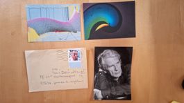Herbert W. Franke, 3 Original Autogramme auf Karten