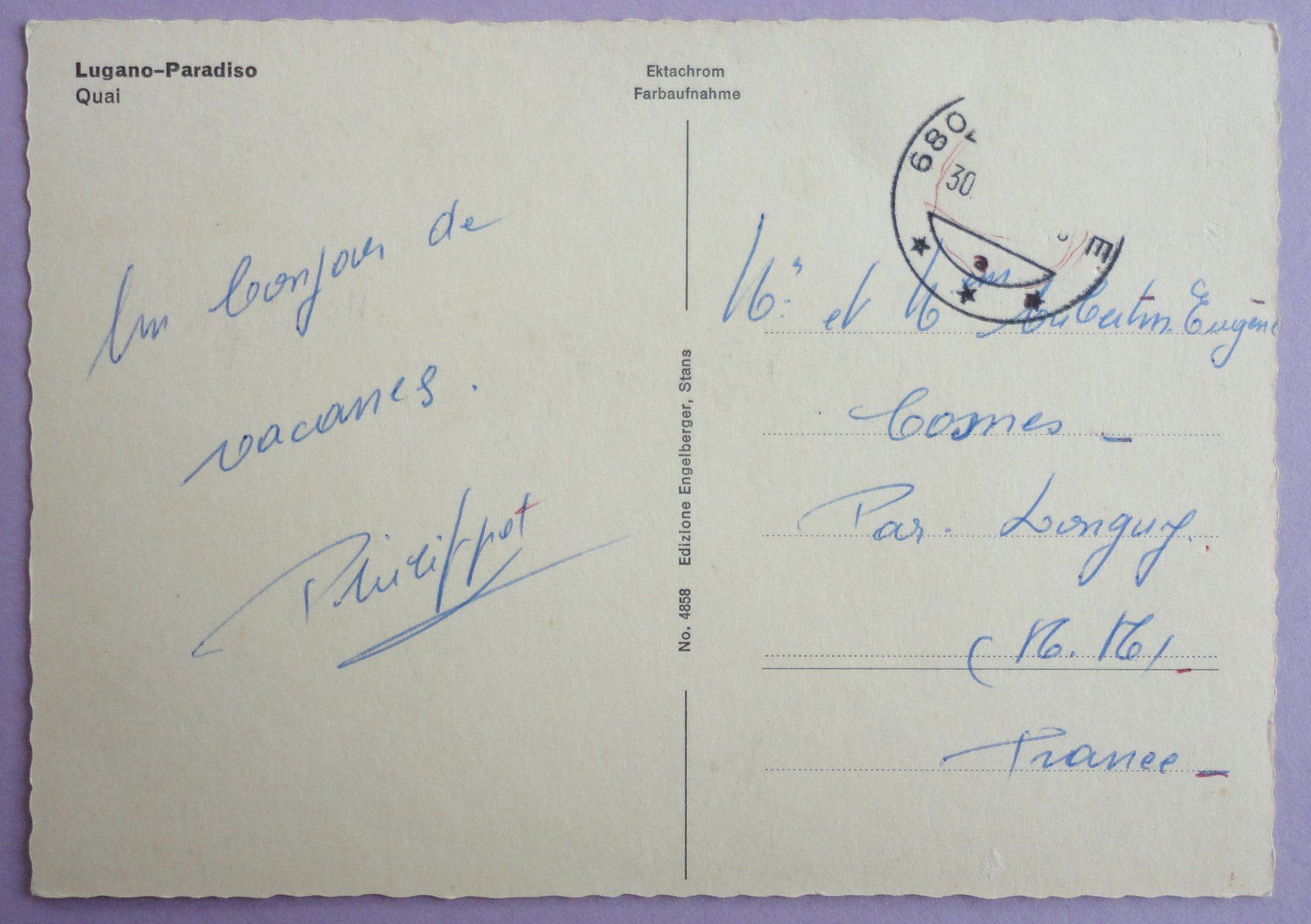 Cartoline postali: Lugano-Paradiso, Quai – Difettoso da Fétigny venduto da Billy2miny 1