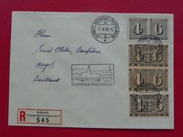 1943: toller BELEG mit seltenen Blockausschnitten(3x) ZÜRICH