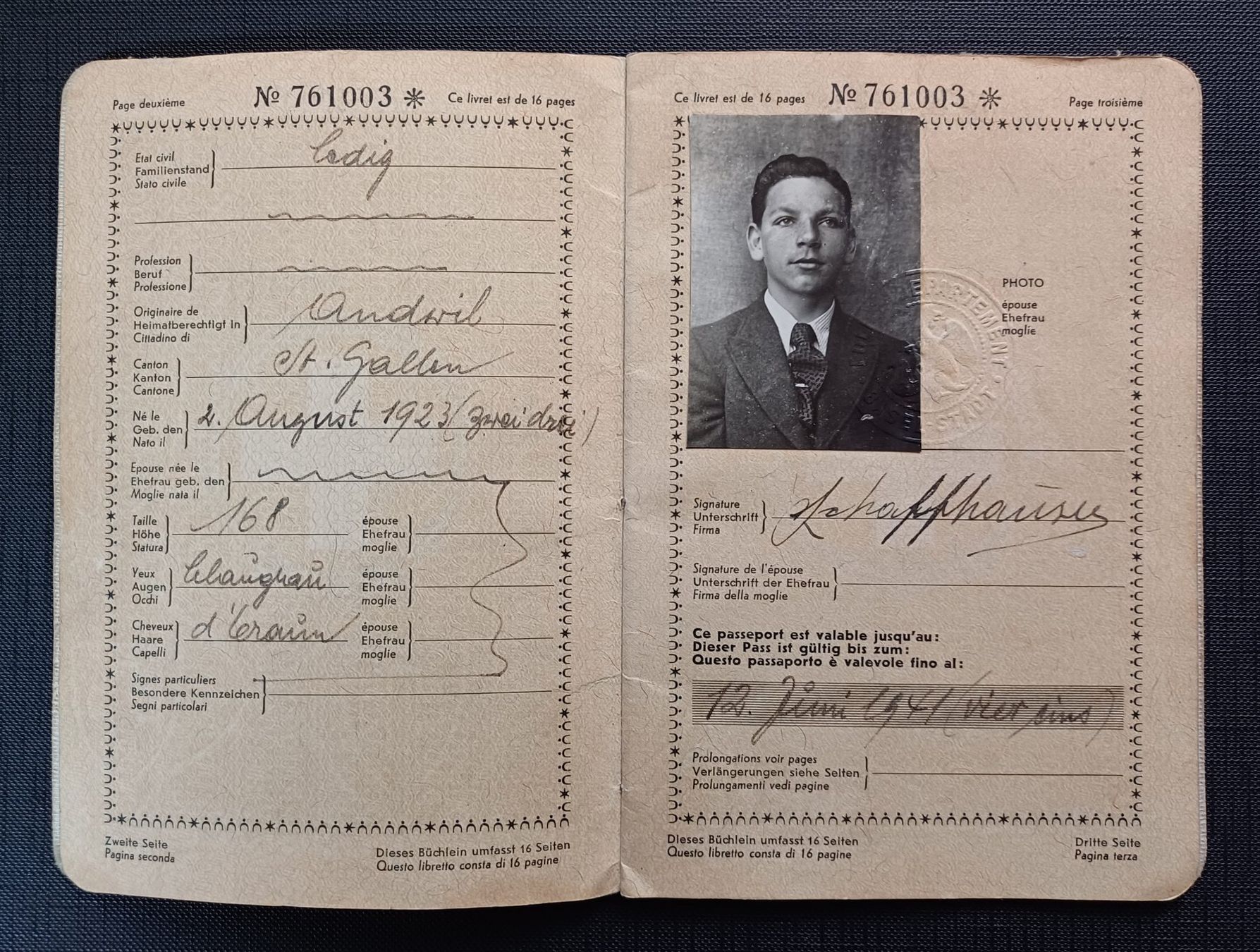 Documents: Antiker SCHWEIZER PASS 1938 – D'occasion à Brittnau par  2