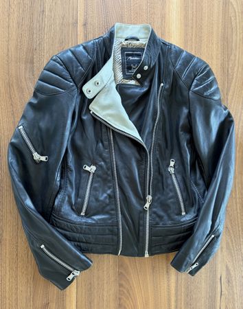 Softe Lammleder-Jacke Bikerstyle, Grösse 38/40