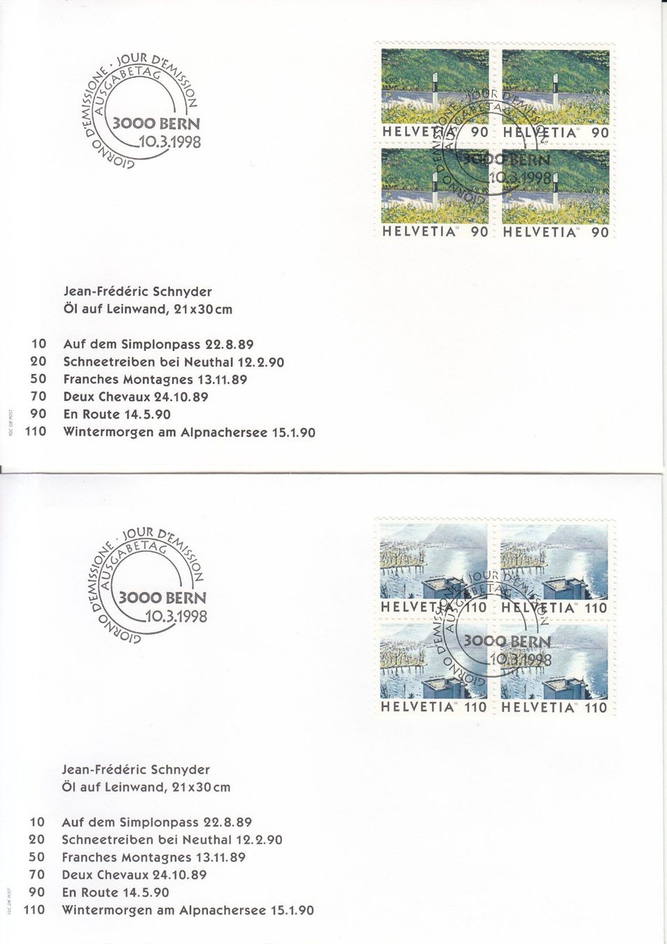 Tutti i francobolli: SBK 943 - 951 im 4er-Block FDC – Usato da Bürglen TG venduto da StampGraf 3