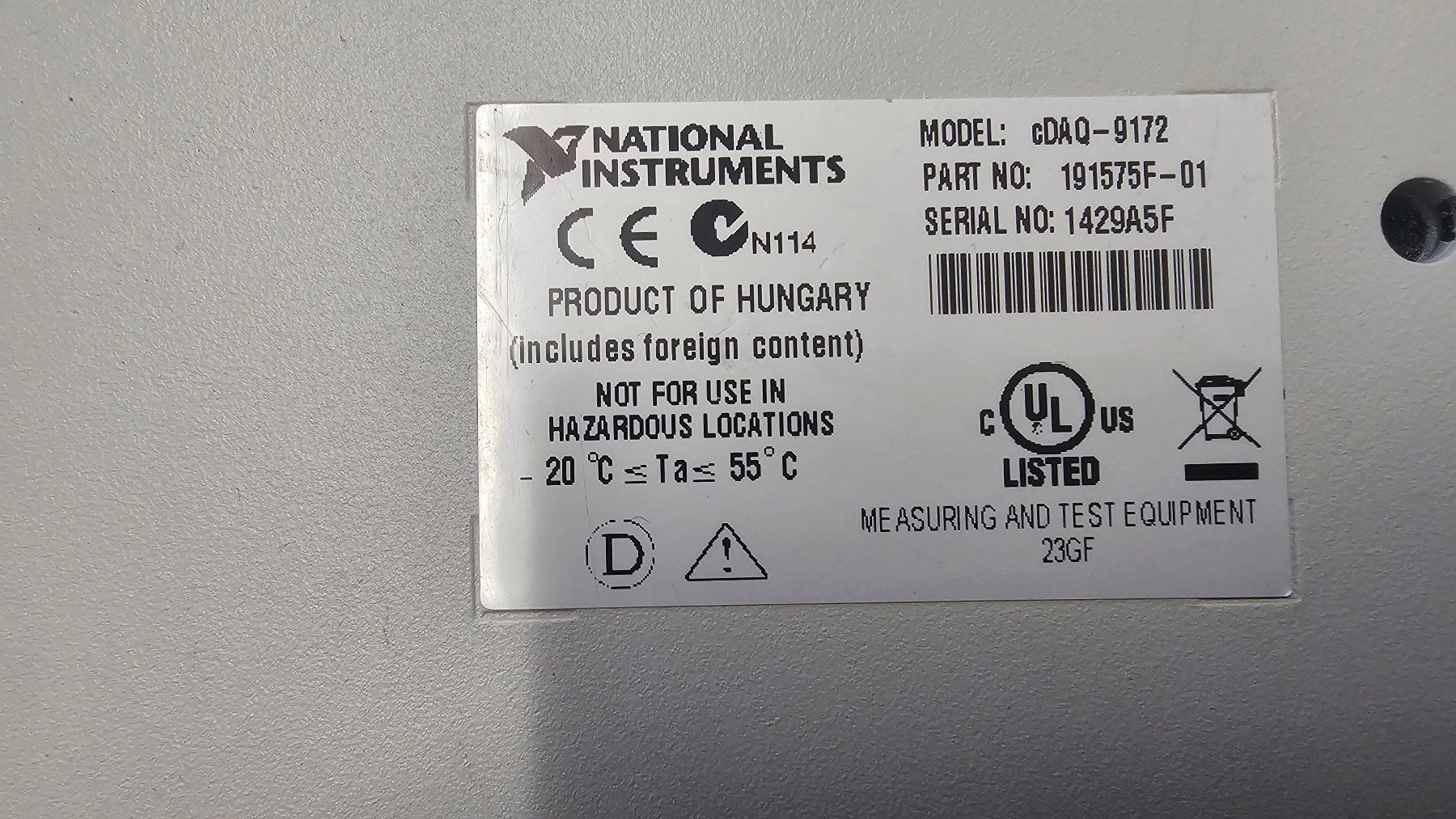 National Instruments Componenti elettronici: National Instruments NI cDAQ-9172 Chassis inkl. Netzgerät – Usato da Boniswil venduto da LakeSide_Boniswil 4