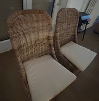 4 Chaises en rotin avec coussin beige
