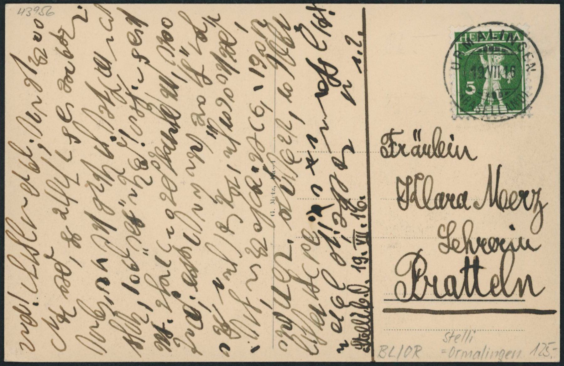 Ansichtskarten: BL Stelli - Ormalingen – Gebraucht aus Schindellegi von stationary 1