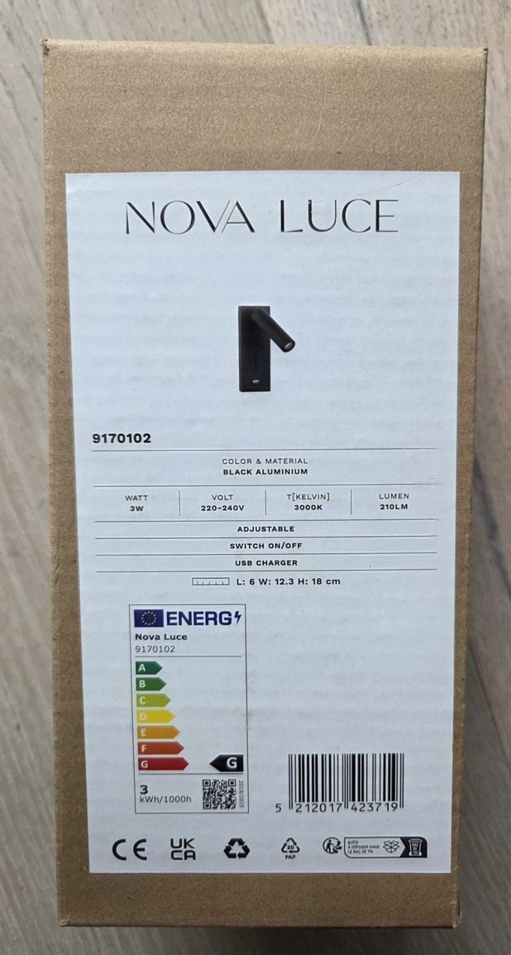 Nova Luce Lampade: Wandleuchte Nova Luce mit USB Typ-C Charger – Nuovo e nell'imballaggio originale da Tuggen venduto da handy_ 9