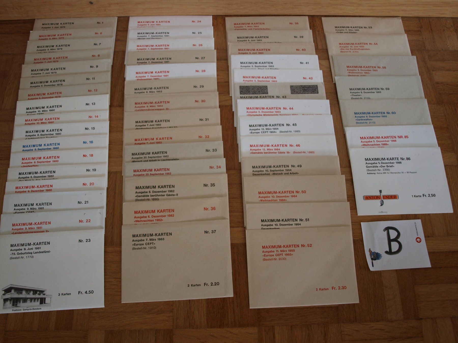 Alle Briefmarken: MAXIMUM-KARTEN Lichtenstein    siehe Bilder – Gebraucht aus Aarau von Marcele0