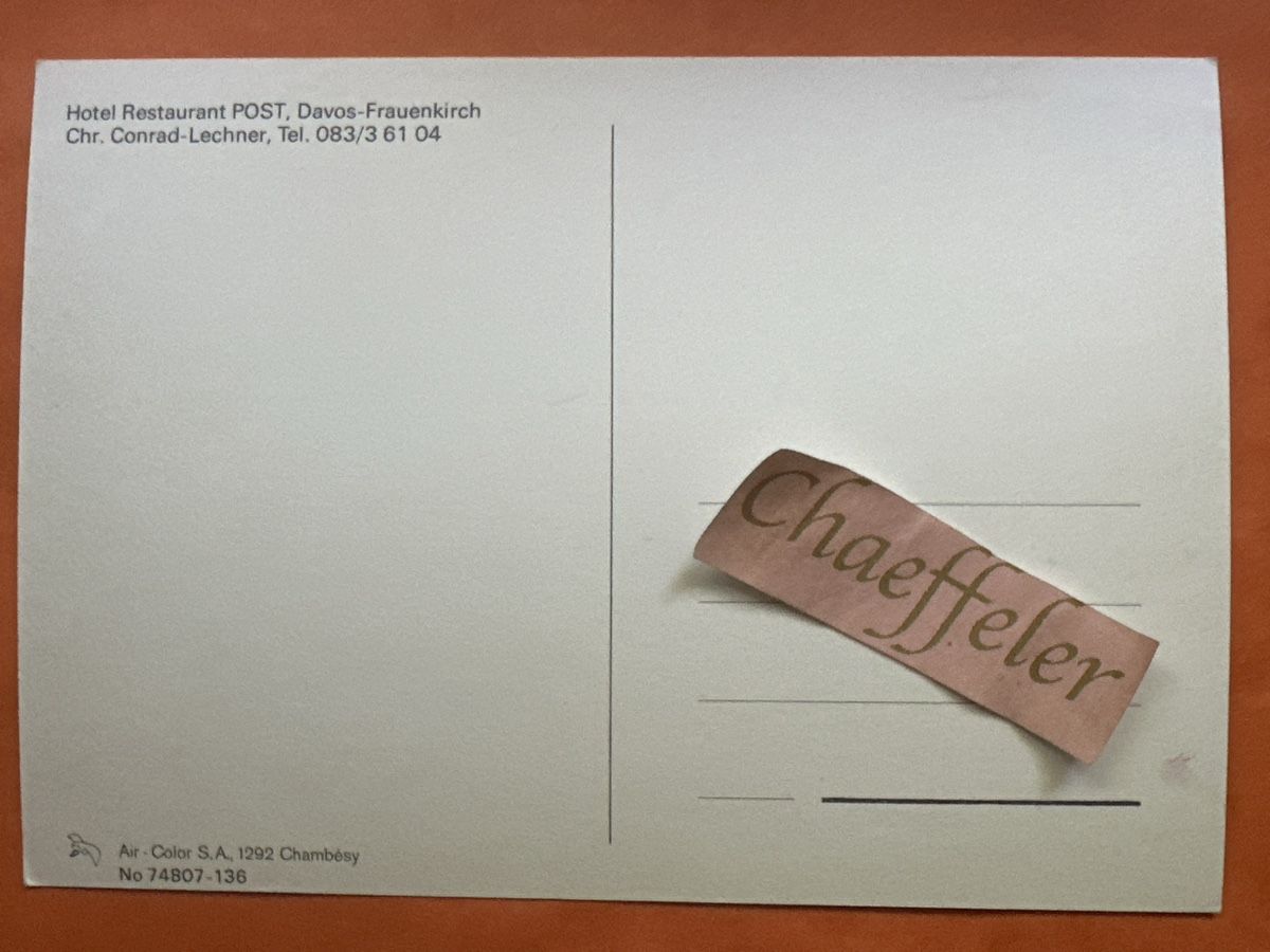 Cartoline postali: Ansichtskarte Hotel Restaurant POST Davos-Frauenkirch  – Usato da Zürich venduto da Chaeffeler 1