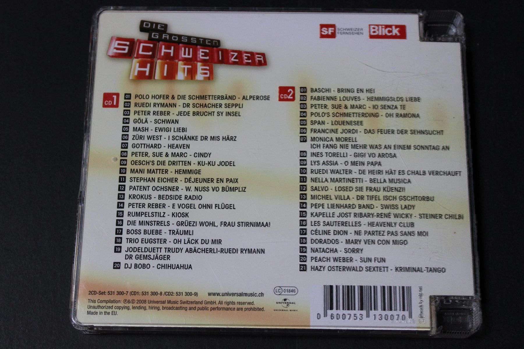 CD: Die grössten Schweizer Hits (Songbook) 2CDs Compilation 2008 – Usato da Tübach venduto da JamesStone 2
