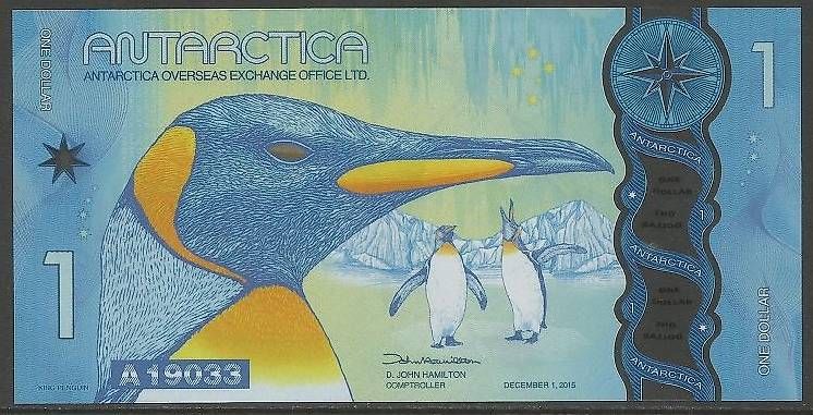 Billets de banque: ANTARCTICA - 1 DOLLAR 2015 - PLASTIK-POLYMER BANKNOTE - UNZ – Neuf (Voir description) à Tobel par fuertinero