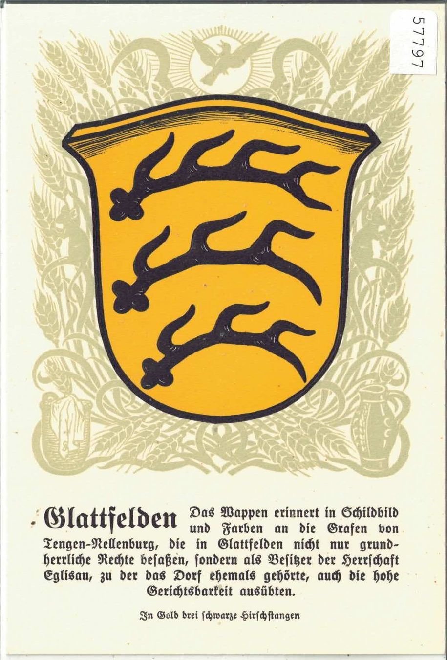 Cartes postales: Glattfelden - Gemeindewappen – D'occasion à Ettingen par Kartenplanet