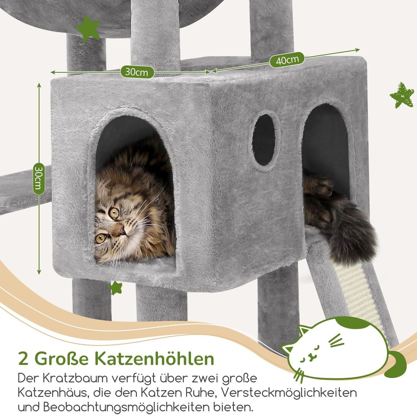 Tiragraffi: Kratzbaum Kletterbaum Katzenbaum 178cm Katzenhaus hellgrau – Nuovo e nell'imballaggio originale da Zürich venduto da MueDes 4