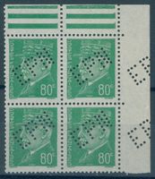 FRANKREICH 80 C. Pétain mit "EPN" PERFIN1942, VIERERBLOCK **