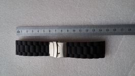 24mm Gummi Uhrenarmband, schwarz