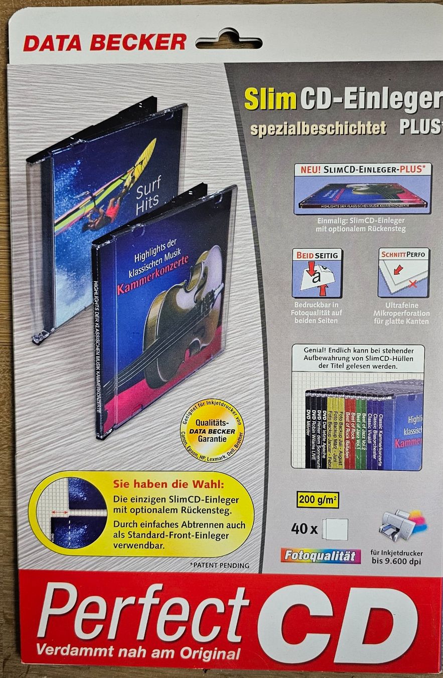 Papiere: Slim CD-Einleger - Data Becker – Neu und originalverpackt aus Reinach AG von Amroch