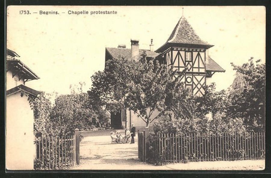 Cartoline postali: Begnins, chapelle protestante, animée, circulée 1916 – Usato da Frauenfeld venduto da POML