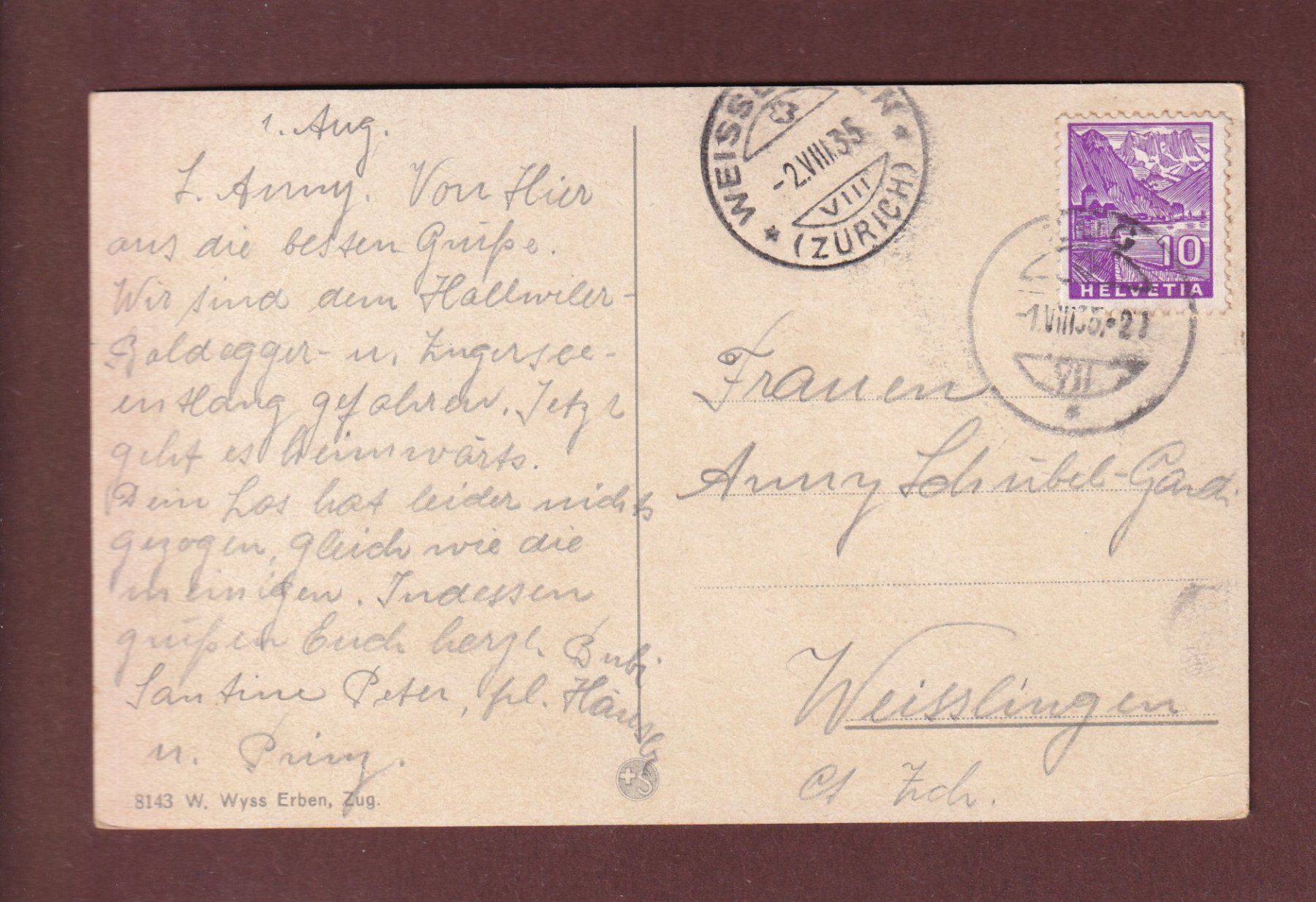 Cartoline postali: ZUG - St. Michaelskirche - 1935 – Usato da Pully venduto da nicecards-shop 1