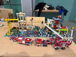 Grosse LEGO Stadt-Szene mit Gebäuden und Feuerwehr!!!