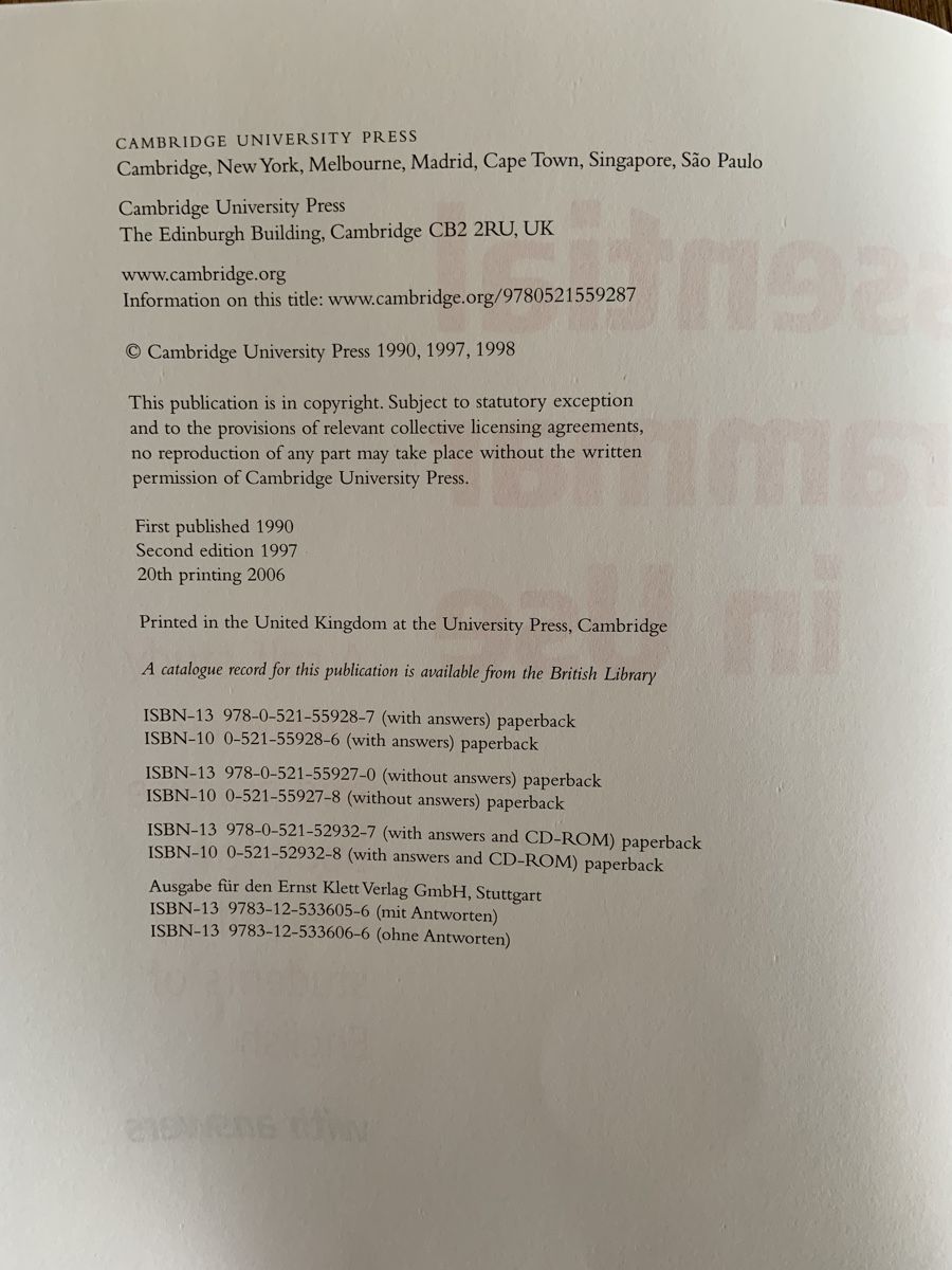 Bücher: Essential Grammar in Use Raymond Murphy 2nd Edition – Neu (gemäss Beschreibung) aus Wabern von pet_v9dz 2