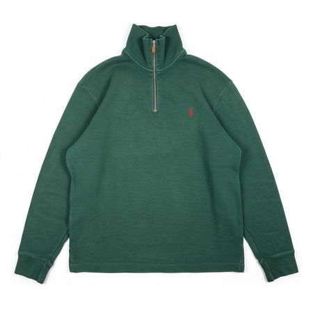 Pull demi-zip Polo Ralph Lauren Vert logo brodé rouge M #23