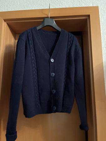 Handarbeit reine wolle Strickjacke dunkelblau, Grösse S