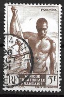 Französisch-Äquatorialafrika 1947: Einbaumfahrer 5 Francs