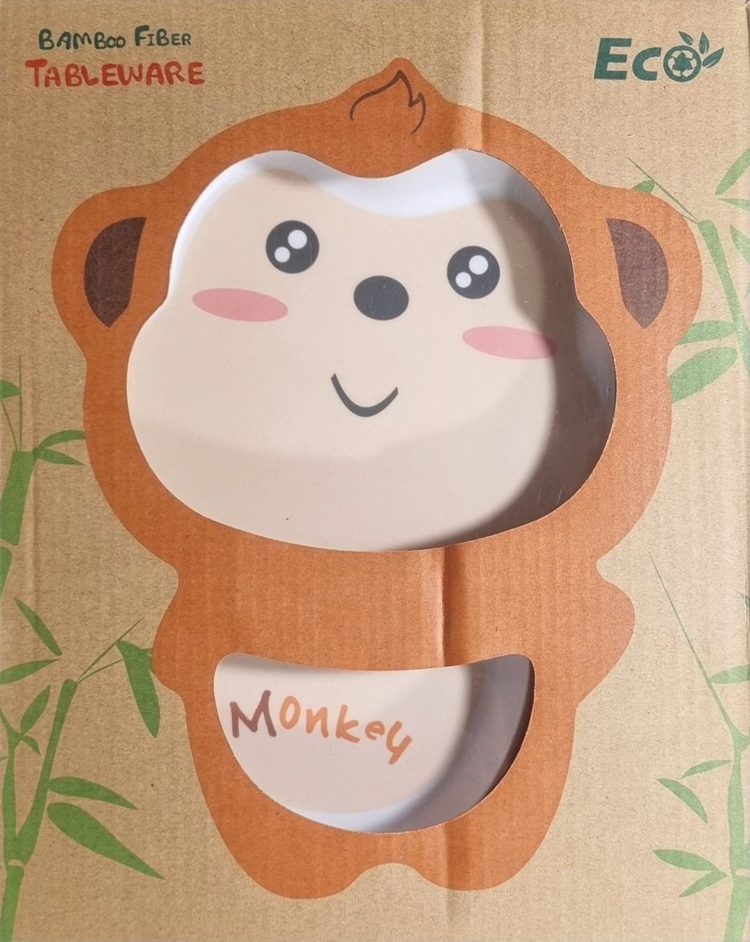 Set di piatti: KINDER GESCHIRR-SET Eco Bamboo "MONKEY" – Nuovo e nell'imballaggio originale da Stäfa venduto da BURG23 2