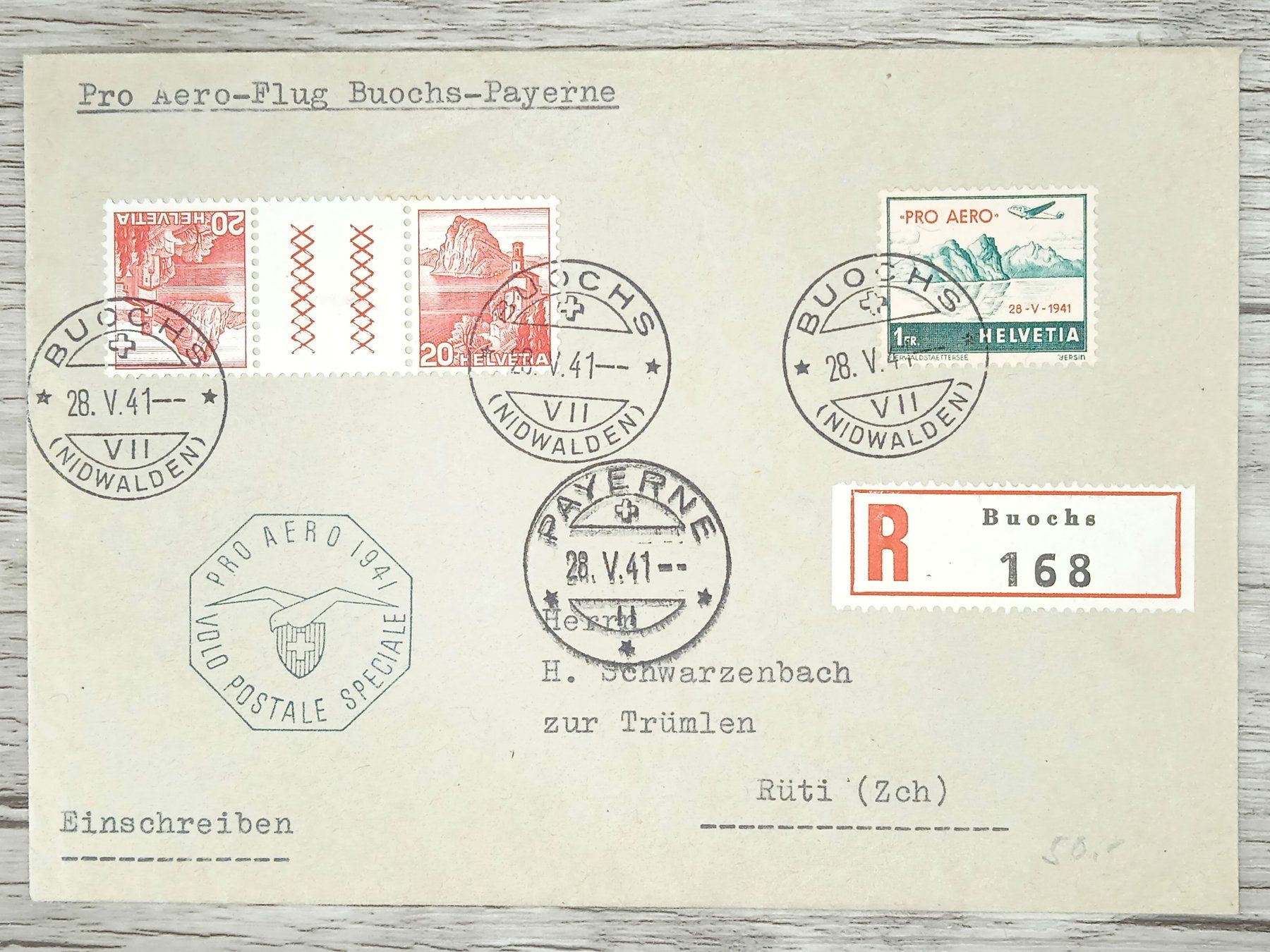 Tutti i francobolli: TR15 Enveloppe + Timbre Suisse 1941 – Usato da Cousset venduto da Patrick_Collections