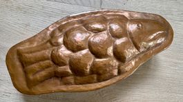 Schwere alte Backform Kupfer FISCH antik