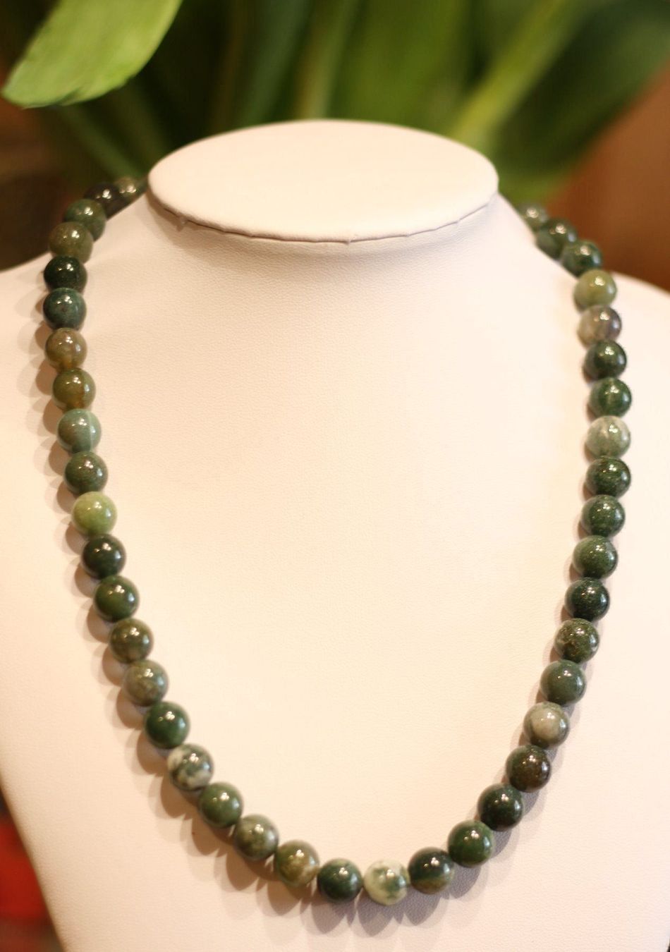 Ketten: Neu:Moosachat Kugel Kette Collier – Neu (gemäss Beschreibung) aus Matten b. Interl von EdelsteineInterlaken 2