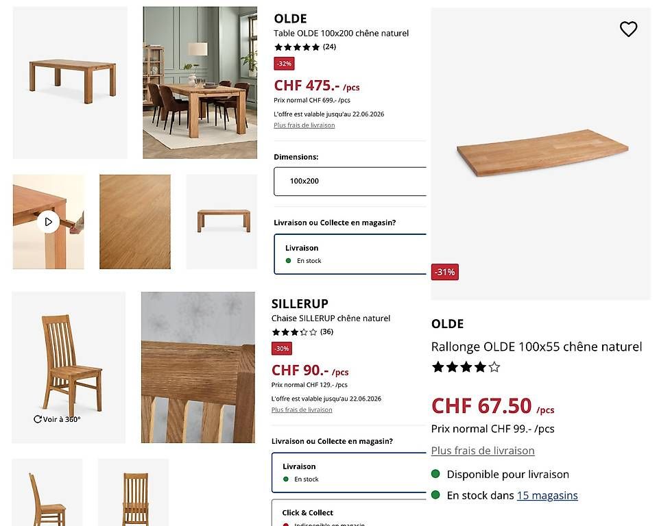 Jysk Set di tavolo e panche: Table à manger en chêne + 2 rallonges + 6 chaises – Usato da Berlens venduto da kyana 4