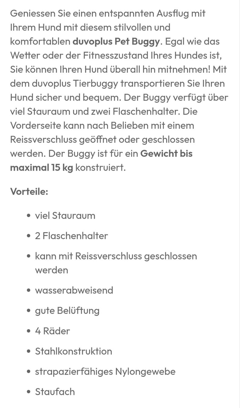 Niches, paniers: duvoplus pet buggy / hundebuggy – Neuf (Voir description) à Wald ZH par -lea- 2