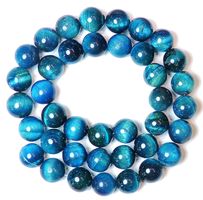 1 Strang echte natürliche blaue Tigeraugen Perlen 10 mm