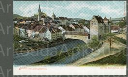 AK Farblitho Baden AG mit Landvogteischloss ≈ 1903