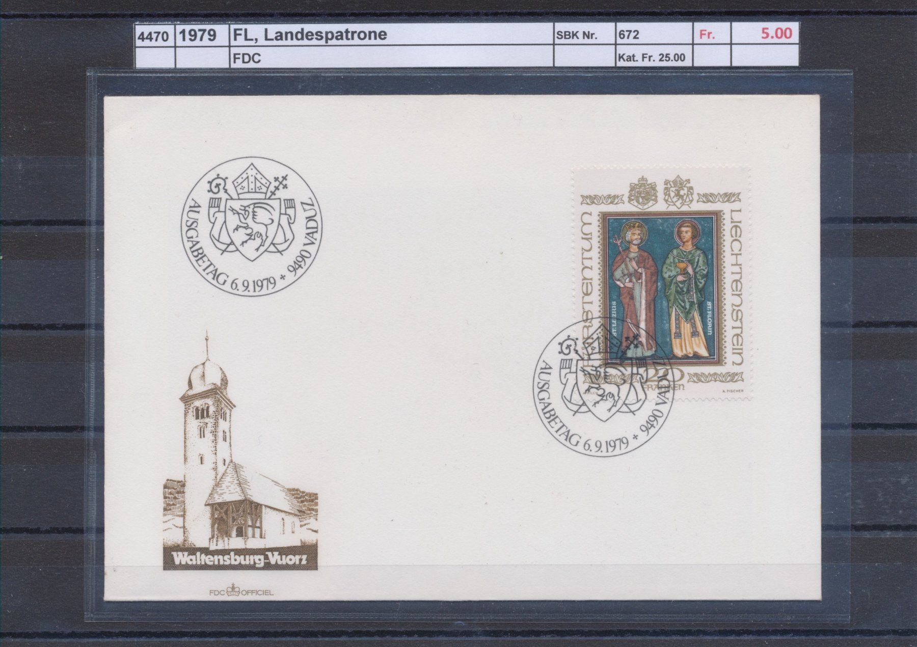 Tutti i francobolli: 1979 Liechtenstein, "Landespatrone", FDC – Usato da Winterthur venduto da Zupogeru