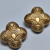 Vintage Vogue Bijoux Ohrclips goldfarben strukturiert geomet