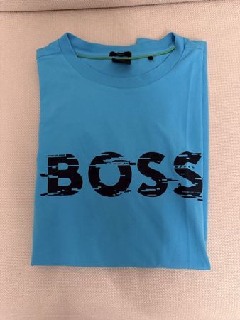 Hugo Boss T-Shirt hellblau mit Logo Print Herren kurzarm