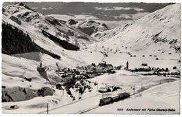 Andermatt mit Furka-Oberalp-Bahn, gelaufen 1952
