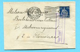 Zensurbrief von Zürich nach Flandern 1916