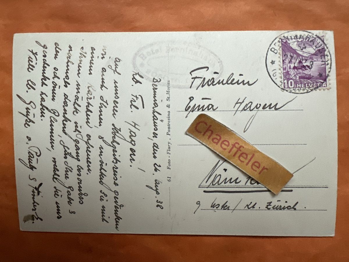 Cartoline postali: Originale alte Ansichtskarte 1938 Berninagruppe – Usato da Zürich venduto da Chaeffeler 1