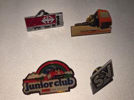 4 Vinage Bahn Pins: SBB BAU Schindler Waggon Junior Club SEV