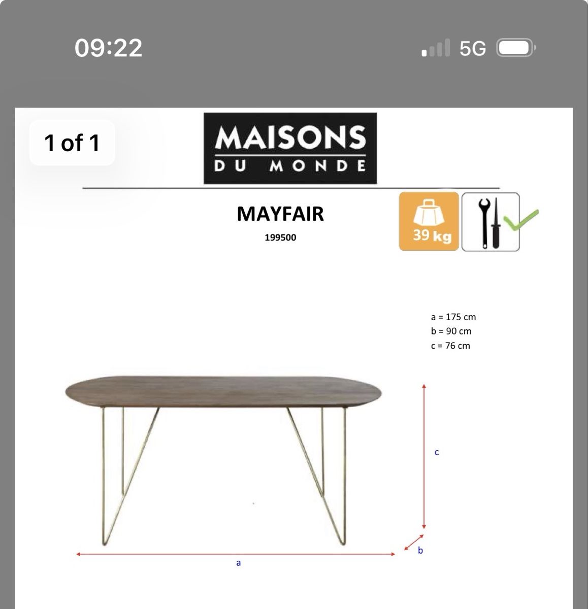 Tische:  Dining Table 175cm Acacia – Gebraucht aus Zürich von enr_t8hb 1