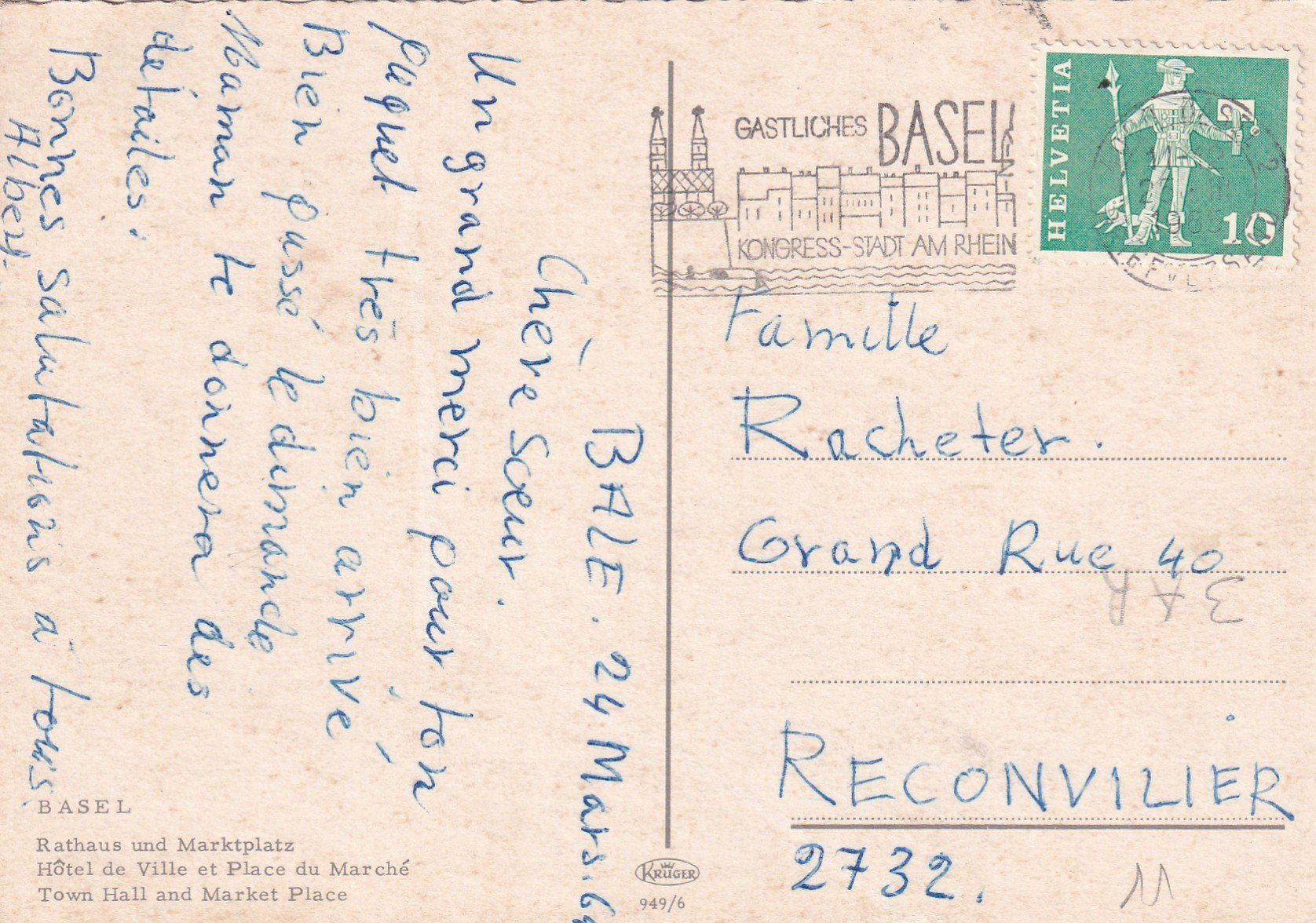 Cartoline postali: Basel: Rathaus und Marktplatz – Usato da Birsfelden venduto da chr_yq2g 1