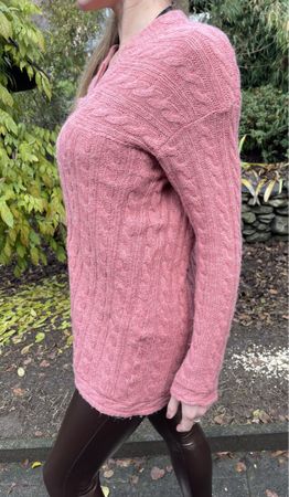 Cachemire Chic Cardigan lungo-colore corallo-Tg M/L